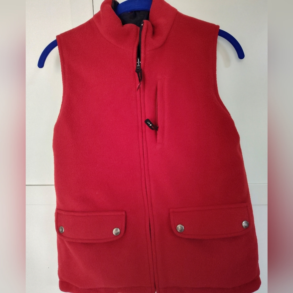 Ralph Lauren LRL Reversible Red Black Fleece Full Zip Vest - Women's Small NWOT